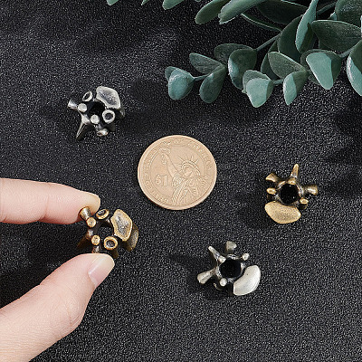 4Pcs 2 Colors Vertebrae Shaped Brass Beads KK-NB0002-98-1