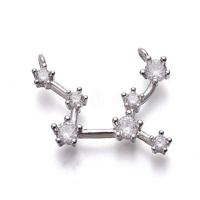 Brass Micro Pave Cubic Zirconia Pendants ZIRC-F099-20P-07-1