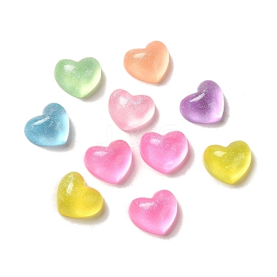 Transparent Resin Decoden Cabochons with Glitter Powder X-RESI-E053-08C-1
