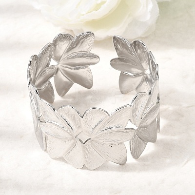 32.5MM 304 Stainless Steel Hollow Flower Cuff Bangles for Women SA-CBAB767-32P-1