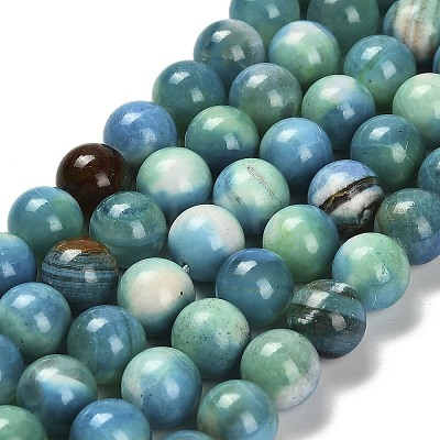 Dyed Natural Fire Crackle Agate Beads Strands G-G203-09A-10mm-1