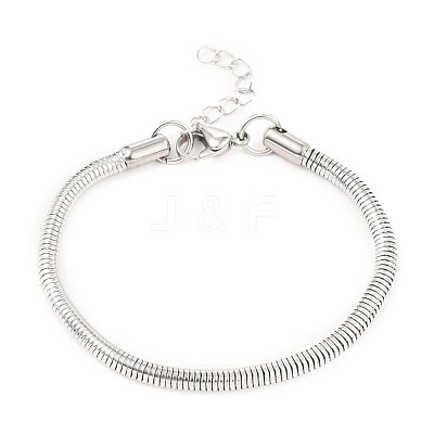 Tarnish Resistant Unisex 304 Stainless Steel Round Snake Chain Bracelets BJEW-H541-02A-P-1