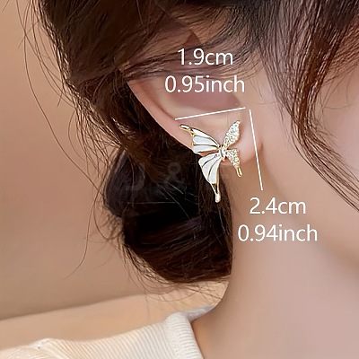 Butterfly Alloy Enamel Stud Earrings FS-WGA0046-01-1