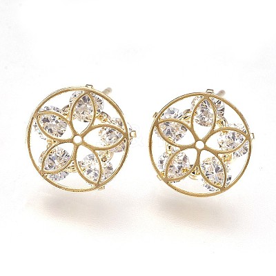 Brass Stud Earrings EJEW-P155-02G-NF-1