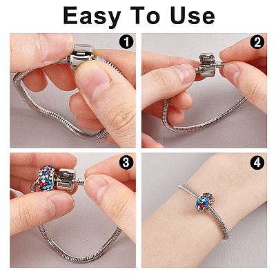 304 Stainless Steel European Style Bracelets for Jewelry Making STAS-PH0006-02B-1