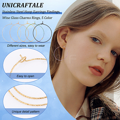 40Pcs 10 Style 316 Surgical Stainless Steel Hoop Earrings Findings STAS-UN0039-39-1