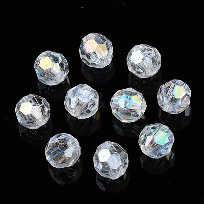 Electroplate Transparent Acrylic Beads PACR-S222-01-1