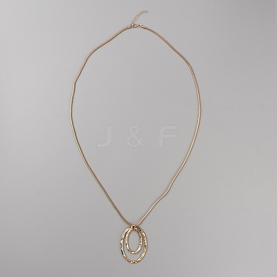 Alloy Double Oval Pendant Necklace with Round Snake Chains for Women NJEW-WH0020-12KCG-C-1