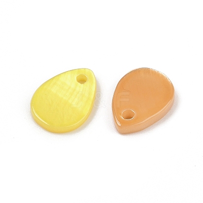 Spray Painted Natural Freshwater Shell Teardrop Charms SHEL-K006-47-1