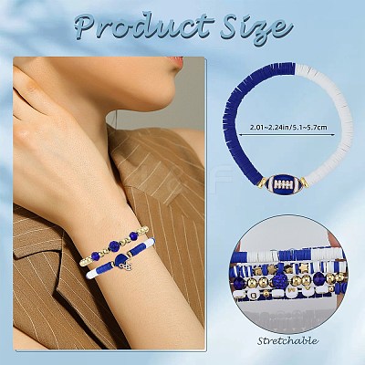 1 Set Handmade Polymer Clay Heishi Beads Stretch Bracelets Set BJEW-SZ0002-67A-04-1