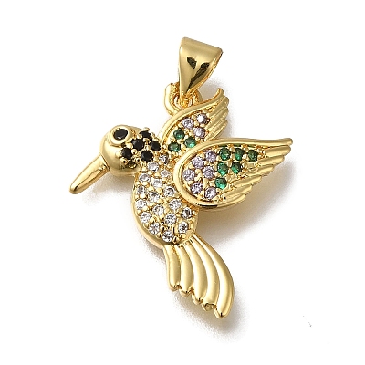 Rack Plating Brass Micro Pave Cubic Zirconia Pendants KK-G500-04B-G-1