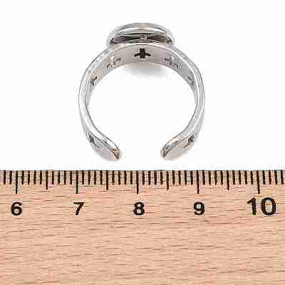 Hollow Cross 304 Stainless Steel Cuff Ring Components SA-CBA098D-02P-B-1