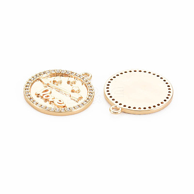 Brass Micro Pave Clear Cubic Zirconia Pendants KK-S364-264-1