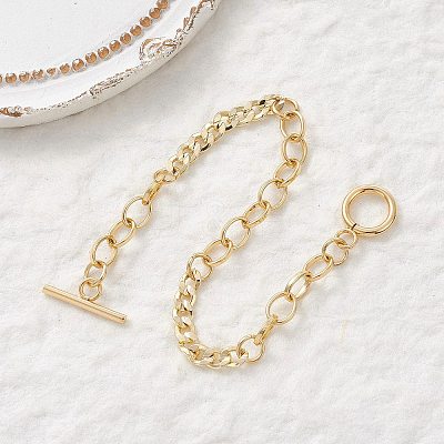 Brass Cuban Link Chains & Cable Chain Bracelets for Women BJEW-JB12755-1