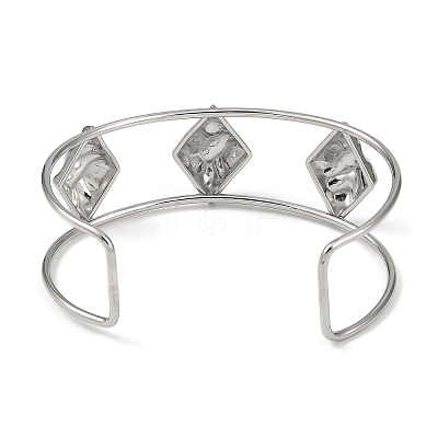 Non-Tarnish 304 Stainless Steel Wide Textured Open Cuff Bangles BJEW-Q348-05P-13-1