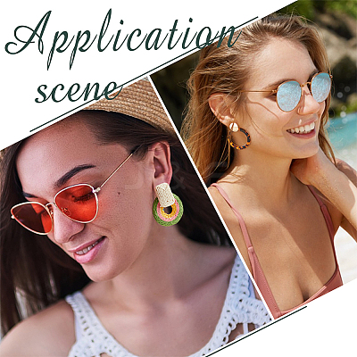 6 Pairs 6 Style Monstera Leaf & Circle Ring Acrylic Stud Earrings with Iron Pins EJEW-AN0001-17-1