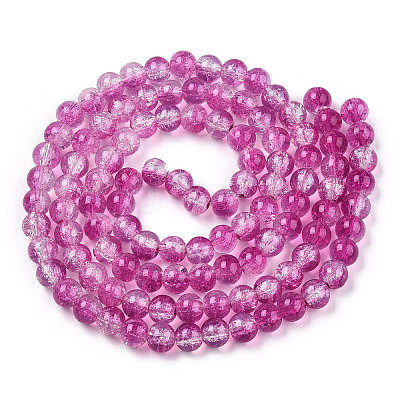 Transparent Crackle Baking Paint Glass Beads Strands DGLA-T003-01A-09-1