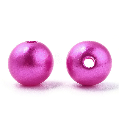 Spray Painted ABS Plastic Imitation Pearl Beads OACR-T015-05B-14-1