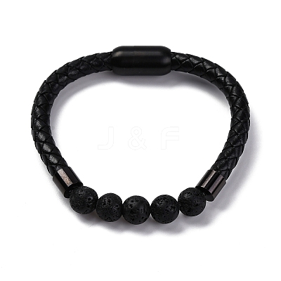 Round Natural Lava Rock Bead Bracelets BJEW-A009-08EB-03A-1