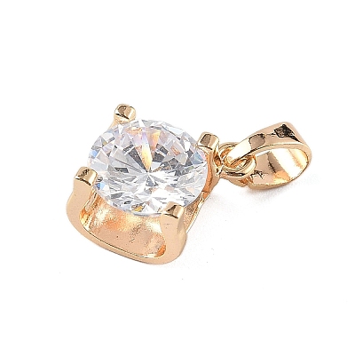 Brass Micro Pave Cubic Zirconia Pendants X-KK-E795-29KCG-04-1