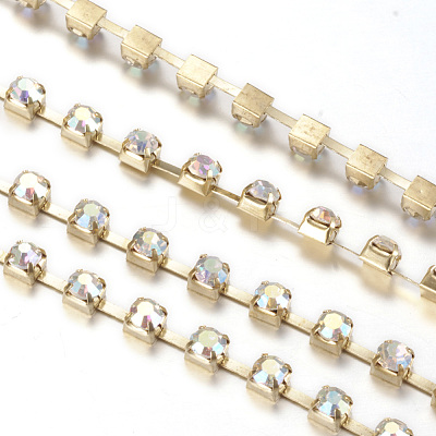 Brass Rhinestone Strass Chains CHC-T002-SS18-02C-1