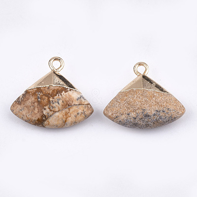 Electroplate Natural Picture Jasper Pendants G-T112-04D-1