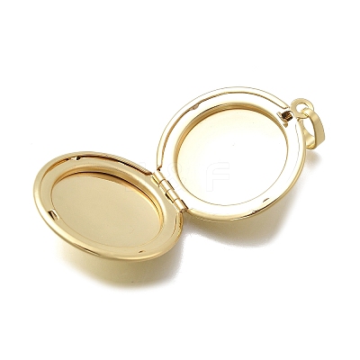 Brass Flat Round Locket Pendants KK-D431-028A-G-1