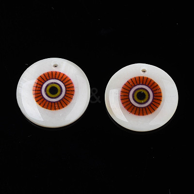 Printed Freshwater Shell Charms SHEL-T009-20E-1