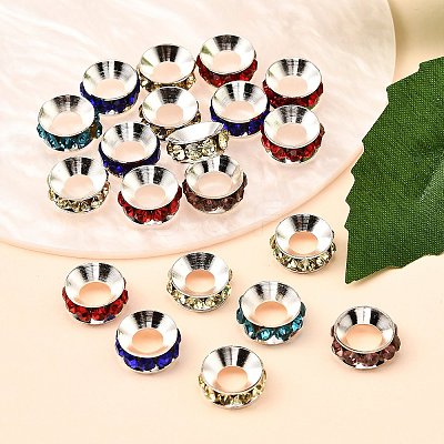 Brass Rhinestone Spacer Beads RB-A020-10mm-S-1