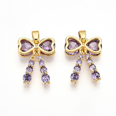Brass Micro Pave Cubic Zirconia Pendants KK-N257-26C-G-1