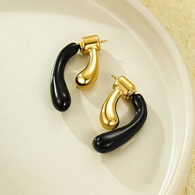 304 Stainless Steel Stud Earrings EJEW-C133-04G-04-1