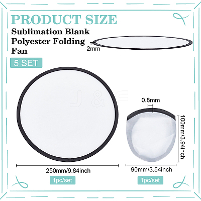 Sublimation Blank Polyester Folding Fan LS-AJEW-WH0010-57A-1