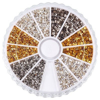 1 Box 3 Color Column Brass Crimp Beads for Jewelry Making Size 1.5~2x1.5~2mm KK-PH0009-02-B-1