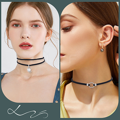 5Pcs 5 Styles Alloy Pendant Imitation Leather Cord Layer Necklaces NJEW-CL0005-15-1