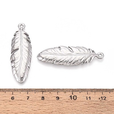 304 Stainless Steel Feather Pendants STAS-T067-32P-1