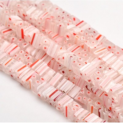 Handmade Millefiori Glass Cube Bead Strands LK-P014-M-1