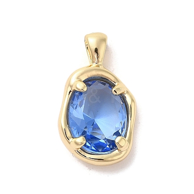 Golden Brass Micro Pave Cubic Zirconia Pendants KK-U031-02G-05-1