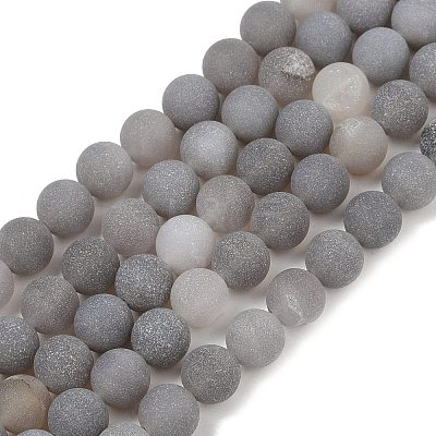 Natural Druzy Agate Beads Strands G-NH0024-A02-8mm-1