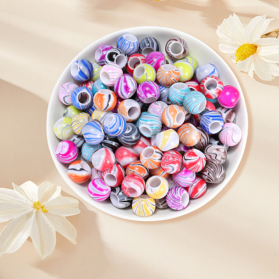300Pcs Opaque Acrylic European Beads MACR-PA0001-66-1