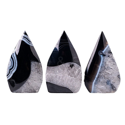 Natural Dyed & Heated Dyed & Heated Black Agate Sculpture Ornament PW-WG62403-01-1