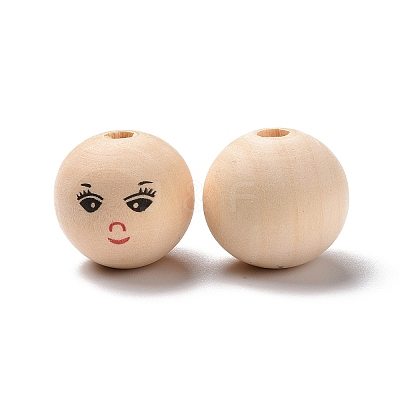 Printed Wood European Beads WOOD-C001-03B-03-1