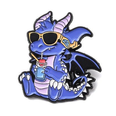 Cute Drinking Dinosaur Enamel Pins JEWB-A038-06A-EB-1