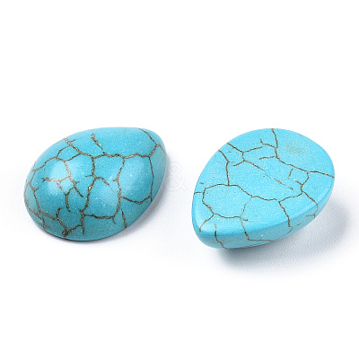 Craft Findings Dyed Synthetic Turquoise Gemstone Flat Back Teardrop Cabochons TURQ-S270-30x40mm-01-1