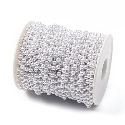 ABS Imitation Pearl Round Beaded Chains CHS-A015-06P-1