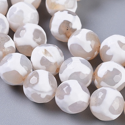 Tibetan Style Turtle Back Pattern dZi Beads Strands G-G036-8mm-6-1