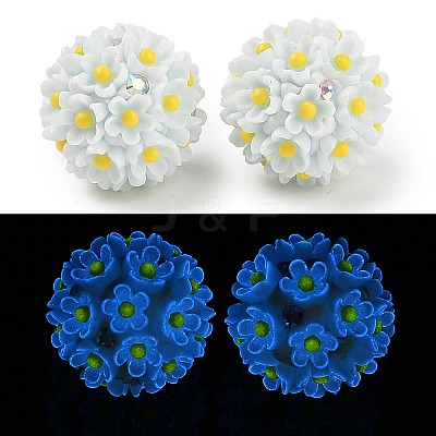 Handmade Luminous Polymer Clay Rhinestone Fancy Beads CLAY-H003-04D-1