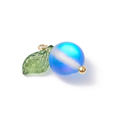 Dyed Frosted Synthetic Moonstone Round Charms PALLOY-TA00253-1