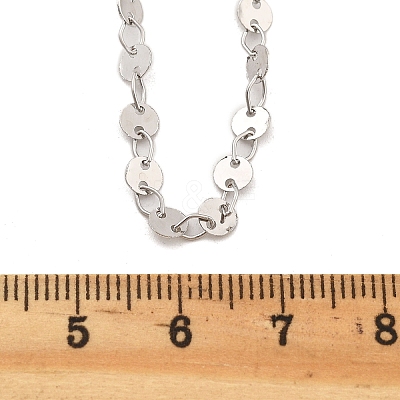 Brass Cable & Flat Sequin Chains Necklaces for Women NJEW-D302-44P-1