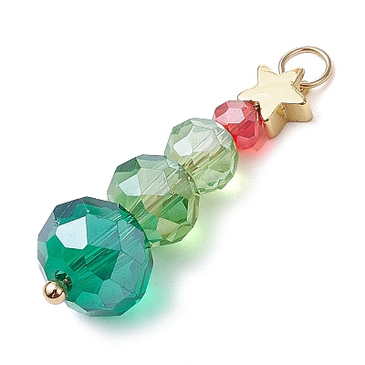 Christmas Theme Brass & Glass Pendants PALLOY-JF02998-1
