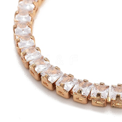 Brass Pave Clear Cubic Zirconia Square Box Chain Slider Bracelets BJEW-YWC0002-10A-G-1